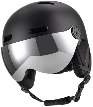 CHICIRIS Casco da Sci con Occhiali Fodera in ABS EPS, Casco da Snowboard Fodera Rimovibile Cuscinetti per Le Orecchie 12 Prese D'Aria Visiera Staccabile (Circonferenza della testa M 55 58 cm)