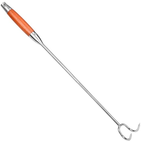 Sosoport Gancho para Carne de Barbacoa de Acero Inoxidable, Gancho Volteador de Alimentos Resistente, Accesorio para Asar en Parrilla, Herramienta para Picnic y Cocina, Tamaño Mediano, Uso
