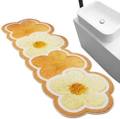 Generico Tappetino da bagno a fiori - Tappeto antiscivolo, guida antiscivolo 120x50 cm per piedi bagnati, in peluche in microfibra con supporto in, accessorio per la casa, cuscino a forma di petal