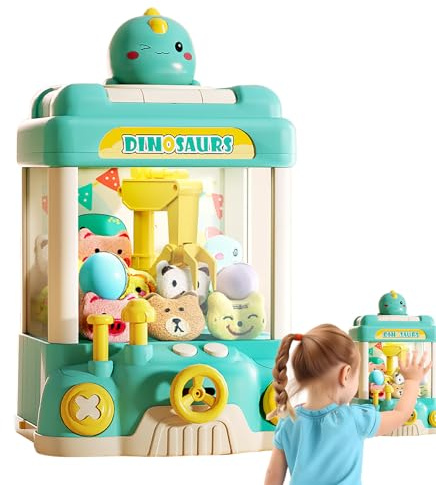 Claw Machine, 7.48x7.09x12.6 Inches LED Light Candy Vending Grabber - Mini Vending Machine for Kids, Electronic Game, Prize Dispenser Toys for Ages 3+ Kids