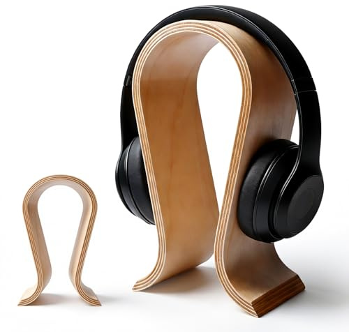 Nimblyne Kopfhörerhalter Holz, U Form Kopfhörer Halter, Walnussholz 25cm Kopfhörer Ständer Holz, Hopfhörerständer, 14cm Basis, Dauerhaft und rutschfest Kopfhörer Ständer für Zuhause, Büro