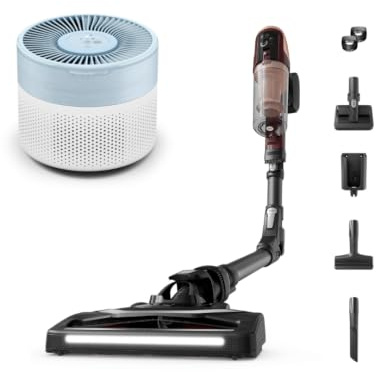 Rowenta Pack Aspirateur Balai sans Fil Flex, Léger, 60 mins, 100W, Brosse Animal + Purificateur d'air Mini, HEPA Allergy+, Réduit Les Odeurs & Allergènes, Silencieux, RH6495E0, PU1520F0