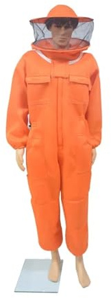 Biodlingsdräkt 3D Andningsluft Bomullstyg Design Biodling Skyddskläder Kläder Anti-bi Biodlardräkt(Round Hat Orange,2XL)