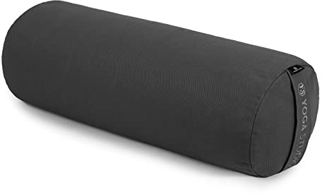 Yoga Studio Yoga Bolster Cushion | EU Organic Buckwheat Hulls Filling | (GOTS Certified) | Removable Washable Organic Cotton Outer Cover | Great for Yoga, Meditation (Grey)
