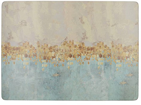 Creative Tops Golden Reflections Platzdeckchen Set, Tischset mit elegantem, malerischem Design, 4 Premium Untersetzer Platzdecken, Platzsets 50 x 29 cm - Gold/Blau/Weiß