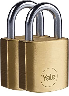 Yale Lucchetto in ottone Y110B/30/115/1 corpo 30mm, arco in acciaio, 3 chiavi, confezione da 2 lucchetti