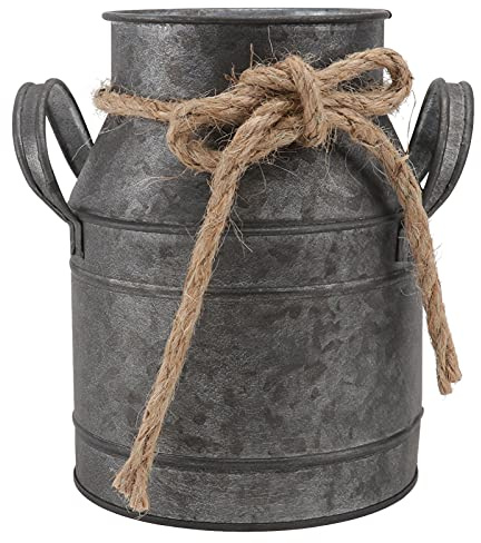 HEMOTON Retro Eisen Blumentopf Vintage Milchkanne Vase Rustikale Deko Eimer Landhausstil Für Garten Wohnzimmer Tischdeko 5.9X5.5X3.5 Zoll