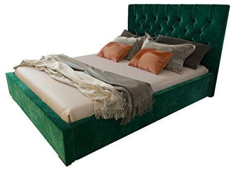 lukmebel Glamour II Polsterbett 180 x 200 cm mit Bettkasten - Doppelbett 180 x 200 mit Lattenrost - Bett 180 x 200 mit Stauraum Monolith 37