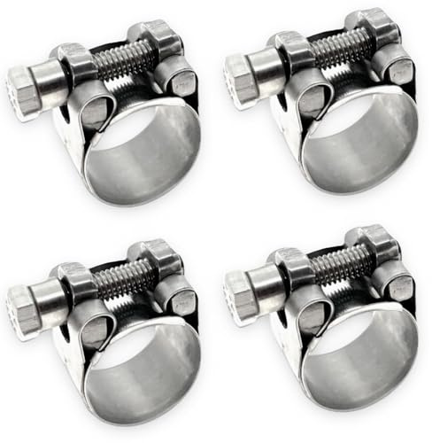 CHUN YUNG DA Gelenkbolzenschelle W4 Edelstahl 304 – Schwerlast Schlauchschelle TT, 17-19 mm (0,67-0,75 Zoll), Hohes Drehmoment für kleine Schläuche, 4er Pack
