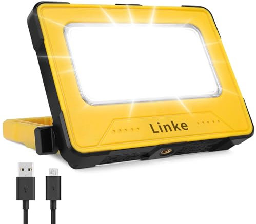 Linke Rechargeable Work Light 80W, Super Bright Camping Lights with 10000mAh Battery Portable Floodlight with Magnetic, USB, Solar Emergency Led Lantern for Tent Car Repairing Hiking & Fishing