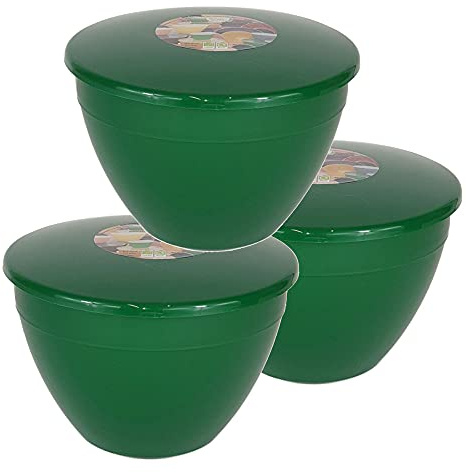 Just Pudding Basins Plastic Pudding Basins with Lids Medium to Large Sized Emerald Green Food Safe Steaming Bowls (Medium 1.5 Pint)