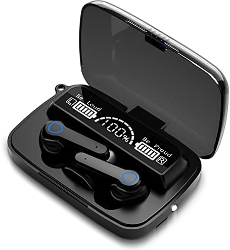 Bluetooth 5.1 Kopfhörer In Ear Kabellos kompatibel mit Apple iPhone SE 2022 2020 2016 mit 120 Stunden Spielzeit Ohrhörer 3500mAh LCD Ladetasche und Mikrofon IPX7 Wasserdicht Ladebox Headset