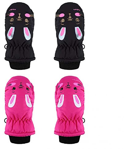 MEIYOUMK 2 Stück Kinder Handschuhe 5-8 Jahre Skihandschuhe Kinder wasserdichte und Winddichte Winterhandschuhe Fäustlinge Kälteschutz Geeignet für Mädchen und Jungen