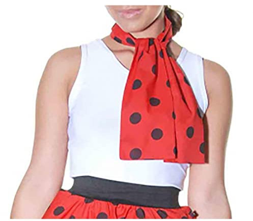 Damen-Halstuch, gepunktet, 50er- und 60er-Jahre-Party-Halstuch für Damen, weicher Hals, Party-Krawattenschal, rot / schwarz, One size