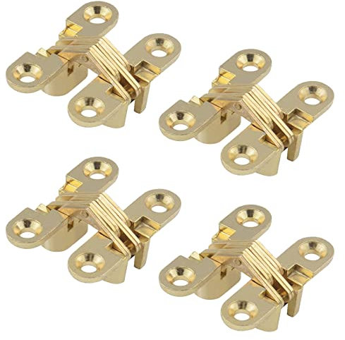 Cerniere Nascoste, Cerniera a Croce, Cardini Nascosti, Cerniere Invisibile, Cerniere a Croce per Porte Pieghevoli Invisibili 180 Gradi, per Mobili, Porte in Legno, Armadietti, Scatole di Legno, 4Pcs
