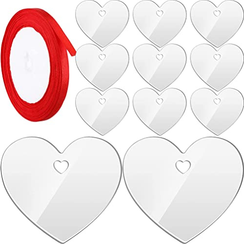 1 Satz Acryl Transparent Rohlinge Herz Acrylscheibe Deko mit Loch Schlüsselanhänger Rohlinge Klare Acrylplatten für DIY Handwerk Basteln Schlüsselbund
