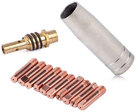 Düsen-Kontaktspitzen-Halter, Schweißteil-Set, 1 Düsen, 10 Kontaktspitzen, 1 Spitzenhalter, MIG-Schweißer-Zubehör für 15AK MIG/MAG Schweißbrenner, Verbrauchsmaterial, 0,6 mm