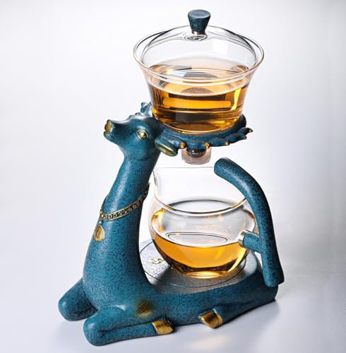 Kungfu Magic DeerTea Set Magnetische Glas-Teekanne Halbautomatisch Wasserführung Hitzebeständiger Tee-Infuser Magia Deer Tea Pot Perfekt für Geschenke
