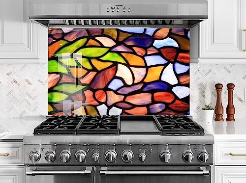 Myphotostation.com 20x20''Tempered Glass Stained Backsplash Design Cooker Wall Backsplash Panel Glass Splashback for Kitchen Panel Design Stained Splashback for Stove 6