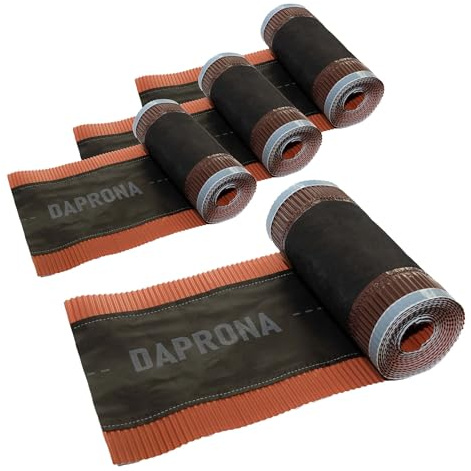DAPRONA Firstband Alu 4 Rollen - 390mm x 5m Rot (RAL 8004) Rollfirst für eine optimale Dachfirst Abdeckung, Super Butylkleber