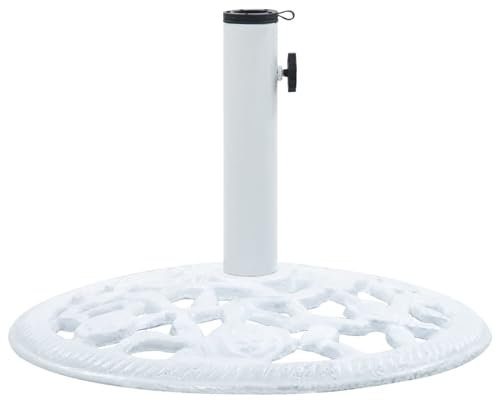 Camerina Socle de Parasol Blanc 12 kg 48 cm Fonte,Pied De Parasol,Pied De Parasol Lourd,Pied De Parasol sur roulettes