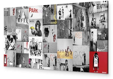murando - Akustikbild Bilder Akustikschaum Hochleistungsschallabsorber Schallschutz Leinwand 1 tlg Wandbild Raumakustik Schalldämmung Banksy Collage i-C-0090-b-d