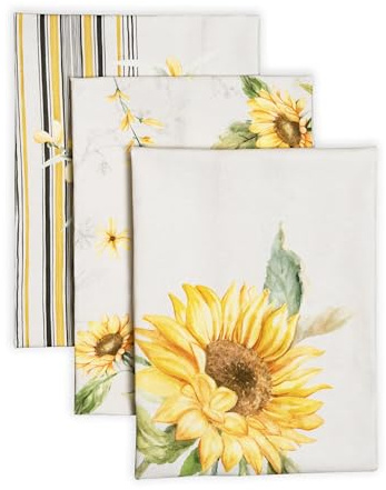 Maison d' Hermine Kitchen Towels Set of 3 Reusable 100% Cotton 70cm x 50cm | Cloth Tea Dish Towels Absorbent with Hanging Loop for Kitchen Dining Party Wedding Hotel Home Spring Summer - Candice