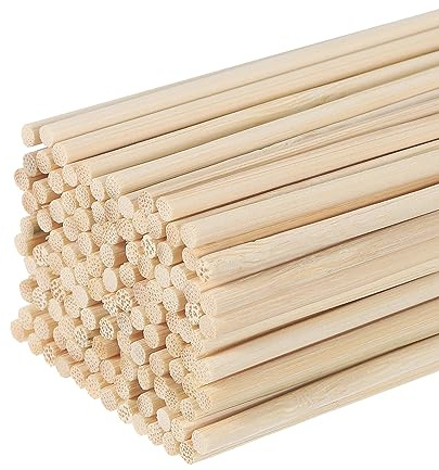 QUARKZMAN Hölzerne Dorn Stäbe 50cm/20 Rund Dorn Stab Holzstäbe 3mm/0.12 Bambus Stick für Kunst Handwerk Foto Stand Requisiten Basteln Gebäude Modell 50 Pack