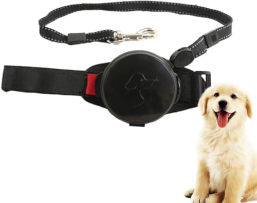 COMOCE Infällbart hundkoppel, 10 fot handsfree utdragbart valpkoppel, automatisk låsning, justerbart midjebälte för promenader, jogging, resor för medelstora och stora hundar, svart, svart