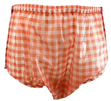 Haian Classic Unisex-Inkontinenz-Unterhose mit Schnappverschluss, Kunststoff (TPU) bedruckt, wasserdicht, Größe L, Rot kariert