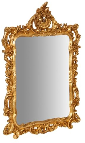 Biscottini Badezimmerspiegel Barockrahmen L 70,5 x T 8,5 x H 106,5 cm - Vintage-Wandspiegel - Großer Wandspiegel - Wandspiegel Gold