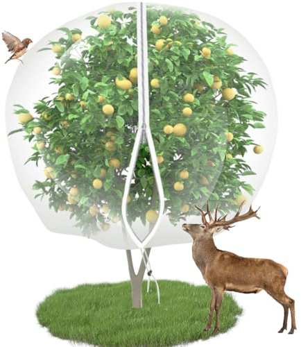 10'x10' Large Fruit Tree Netting Cover for Squirrels and Birds with Zipper, Fruit Tree Covers to Protect Fruit from for Fruit Trees (White)