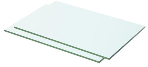 Kavolet 2pcs 50x25 cm Glasboden Glasscheibe Glasplatte Glasregal Transparent Regalboden Glas Einlegeboden Glasablage für Badezimmer Wandregal Badablage 8 mm stärke