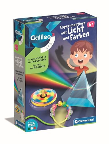 Galileo Lab Experimentiere mit Licht und Farben - Kinder Wissenschaft Set - Experimentierkasten für Kinder ab 5 Jahren von Clementoni 59380