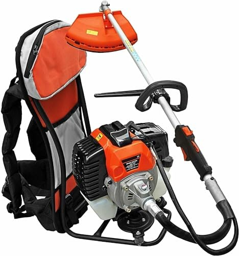 DECESPUGLIATORE A SCOPPIO 52cc TAGLIAERBA CON ZAINO A SPALLA PER GIARDINAGGIO.