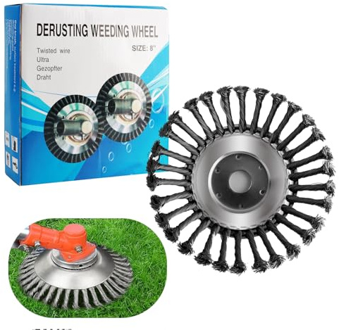 VINEST Unkrautbürste Freischneider mit 25,4mm Bohrung, Wildkrautbürste für Motorsense, Unkrautbürste für Motorsense, Drahtbürste Unkrautbürste für Freischneider zum Effektive Trimmer Garten