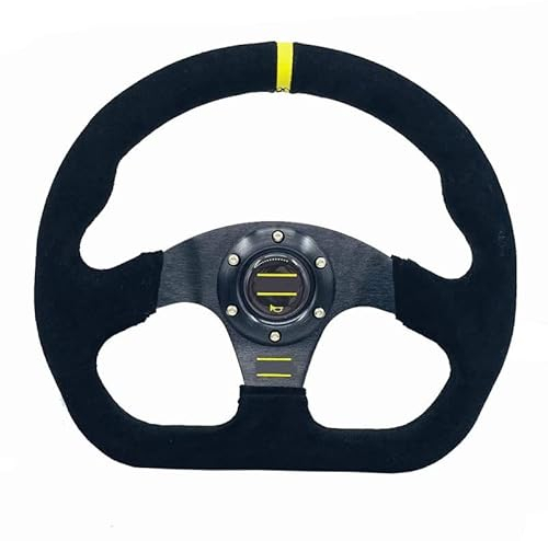 Universal Rennlenkrad Universal 13 Zoll 320mm Flache Drift-Lenkrad Leder Racing Sport Lenkrad mit Aluminiumhalterung