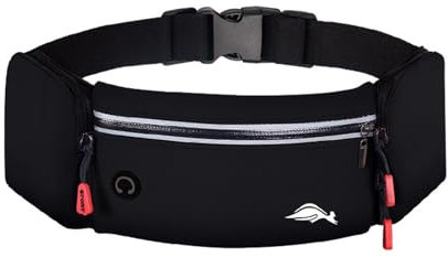 Lelezia Bauchtasche, Laufgürtel mit Trinkflasche Halter Jogging Hüfttasche Herren Gürteltasche Ddamen Wasserdicht Bauchtasche Sport mit 3 Taschen für Laufen Reiten Spaziergänge Fitness, Schwarz