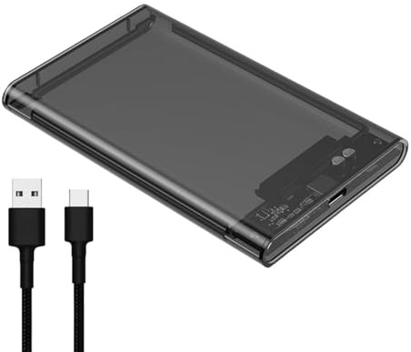 Namvo 2,5 Zoll externes Festplattengehäuse, SATA auf USB 3.1, werkzeuglos, durchsichtig, für 2,5 Zoll SSD und HDD, 7/9,5 mm, externes Festplattengehäuse, unterstützt UASP SATA