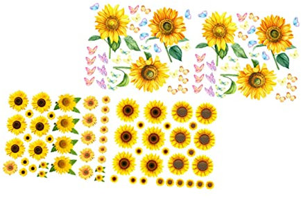 MERRYHAPY 4blätter Teiliges Set Abnehmbarer Wandaufkleber Mit Sonnenblumen Für Kinderzimmer Selbstklebende Wandtattoos Dekorative Wandsticker Für Fröhliche Raumgestaltung
