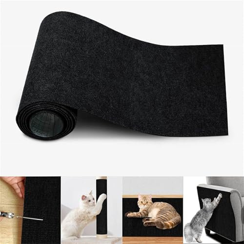 2 Stück Kratzmatte Selbstklebend, DIY kratzmatte selbstklebend, Wiederverwendbar kratzteppich Katze,Kratzfestes Sofa kratzmatte Katze (Schwarz,40x200 cm)