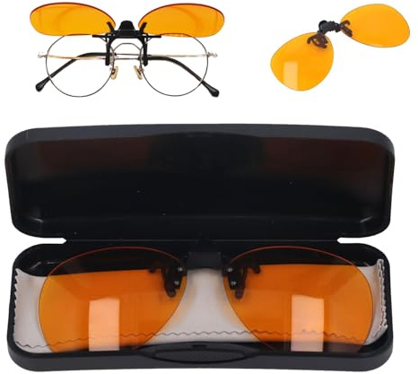 lvifloae Clip-On-Brille, hochwirksamer Blaulichtblocker, 180-Grad-vertikales Flip, tragbare orangefarbene Brillen-Clip-On-Linse, entlastet die Augen, Lichtempfindlichkeit für