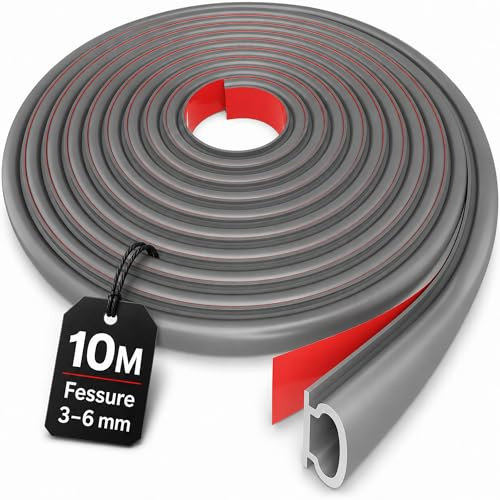 HOGARLAX 10M - Burlete Puerta Entrada, Burlete Ventana, Junta de Goma Adhesiva, Aislante Térmico Ventanas y Puertas, Aislante Acústico - Tira de Sellado Autoadhesivo para Huecos de 3 a 6 mm (Gris)