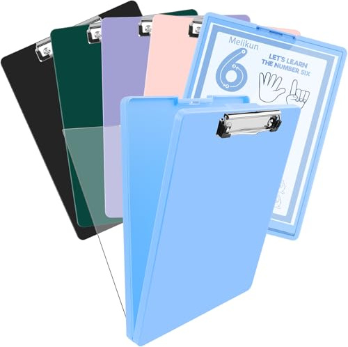 Meiikun Clipboard with Storage, Plastic Clip Boards 8.5x11 Folder with Clear Panel for Dry Erase Quick Reference, Clip Board Storage Clipboards Case for Teacher School Office Supplies (Light Blue)