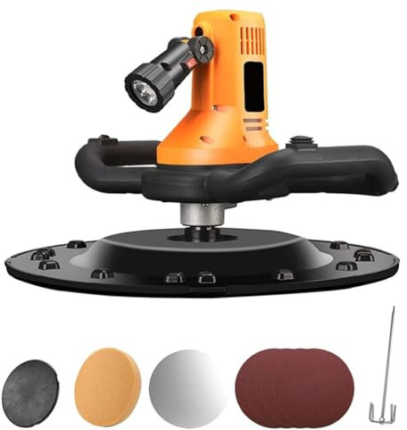 Machine de lissage de surface de mur en ciment à haute efficacité 2880 W Essuie-glace portatif Seau de plâtrage de maçon Truelle Outils avec tige de mélange et truelle de mastic de ciment de mortier