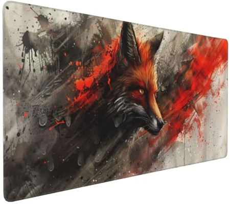 Tapis de Souris 80x40 cm Grand Tapis Souris XXL, Renard animaux Tapis de Souris Bureau Gamer, à Bords Cousus, Base en Caoutchouc Antidérapante, Sous Main pour Clavier et Souris, Decoration Maison E431