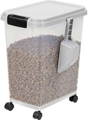 Taylor & Brown 20 Litre Airtight Pet Food Storage Container With Plastic Measuring Scoop Treats For Pet Dog Cat Animal Dry Food Dispenser With Casters, Grey