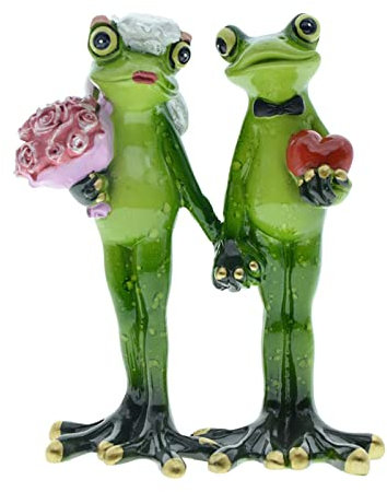 Pleayietoopiatiey Statue de jardin grenouille de mariage en résine Figurines Ornements Arrière-cour Armoire Cour