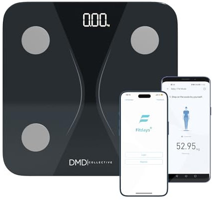 DMD Collective - Bluetooth Bathroom Scales, Smart Digital Body Fat Weight Weighing Scales for Body Composition Analyzer with Smart APP, Body Composition Fitbit Scales for Fitness (ST/LB/KG)