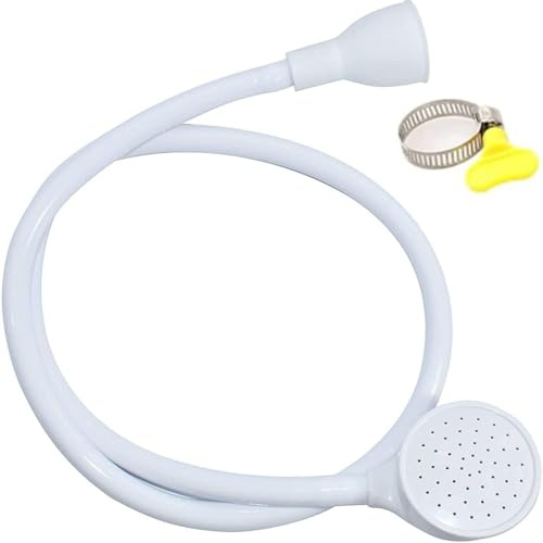 suzmei Sink Single Tap Shower Attachment Head Hose Spray,Bath Single Tap Shower Attachment Push on Rubber Shower Hose for Taps Washing Hand Held Portable Pet Dog (1 metre)